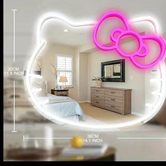 *ONE LEFT - LAST ONE!!** Hello Kitty Neon Dimmable Illuminated Wall Mirror - Picture 4 of 6
